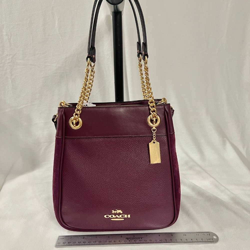 Coach Cammie Chain Bucket Bag in Leather / Suede / Snakeskin NWT